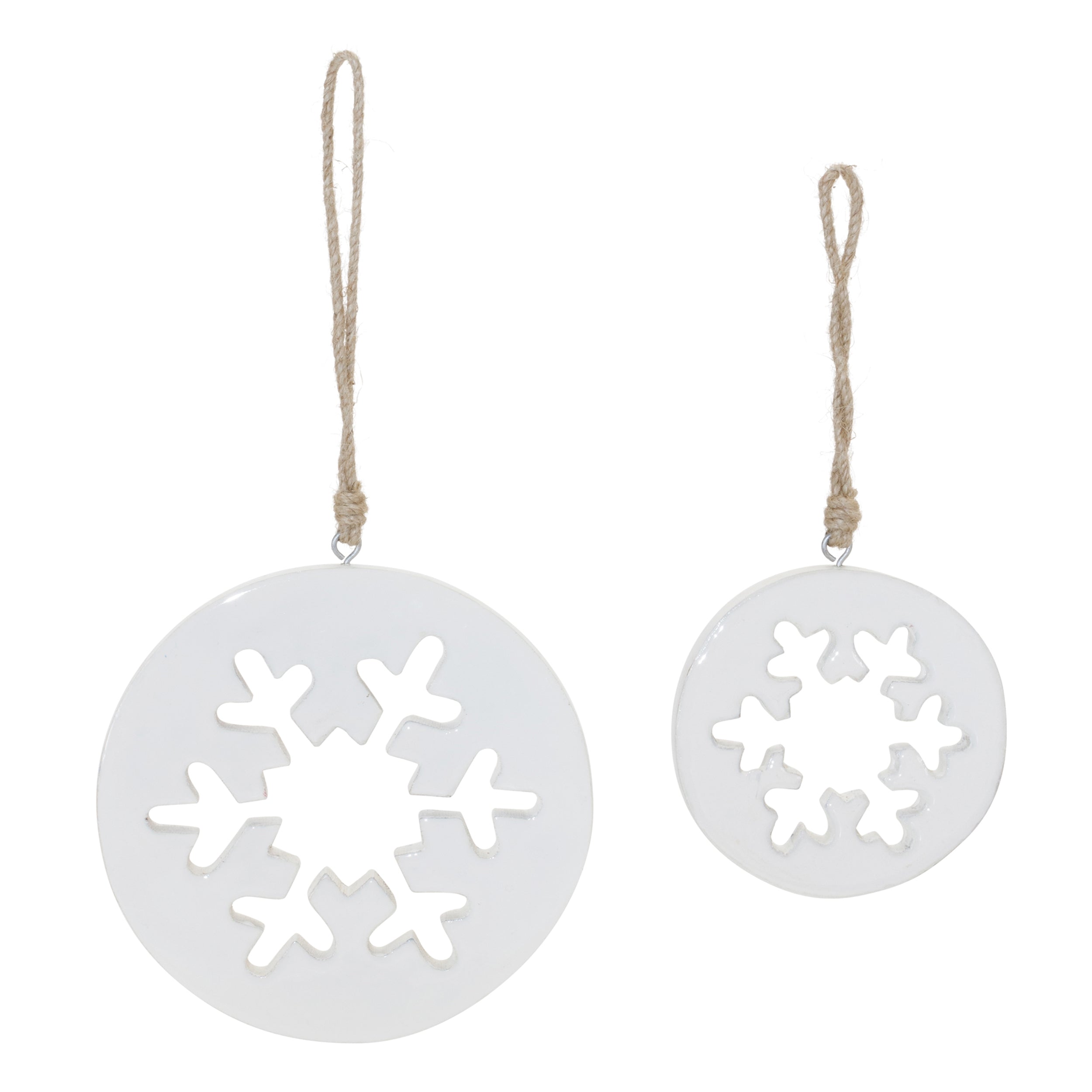 White Wood Snowflake Cut-Out Ornament (Set of 12)