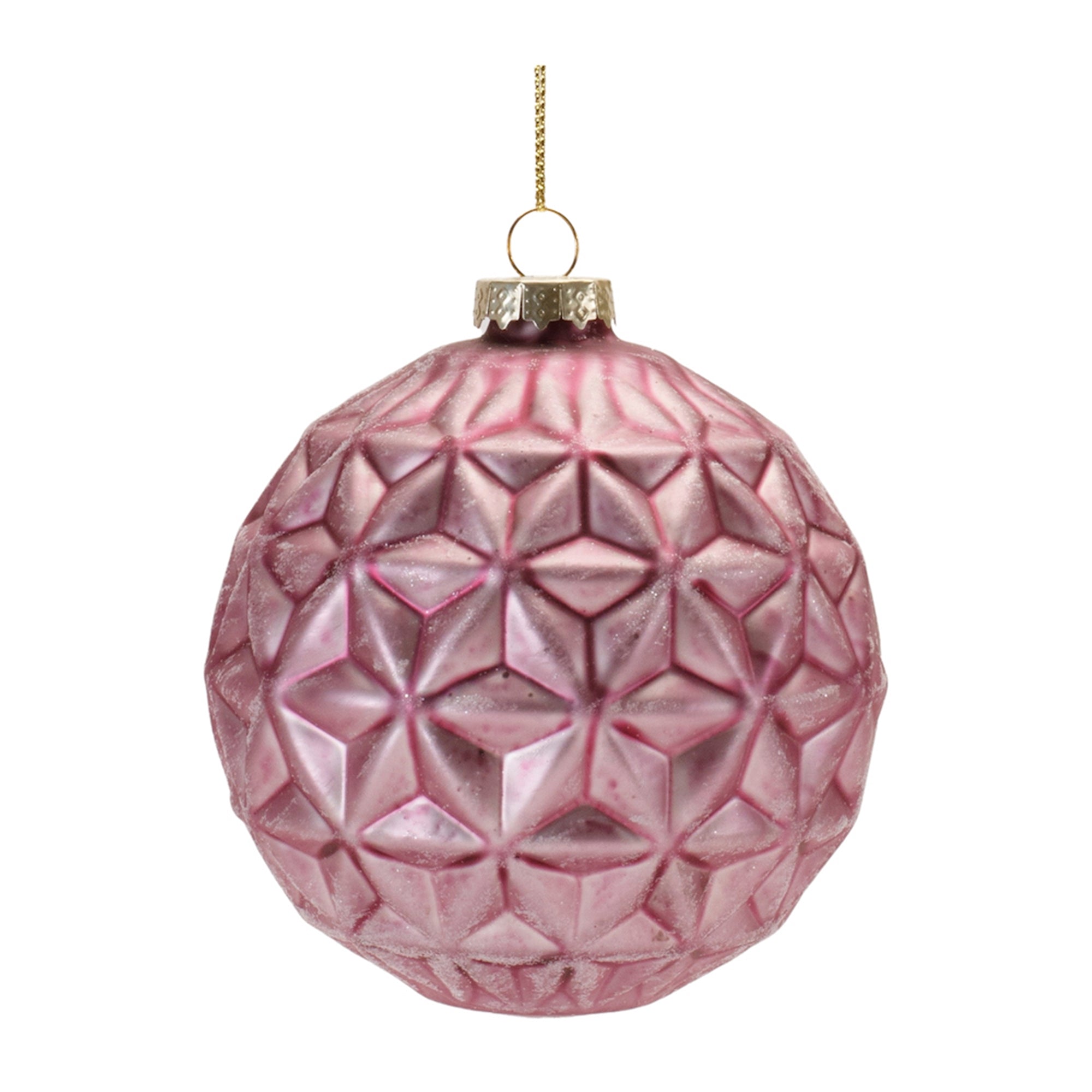 Pink Geometric Frost Glass Ornament (Set of 6)