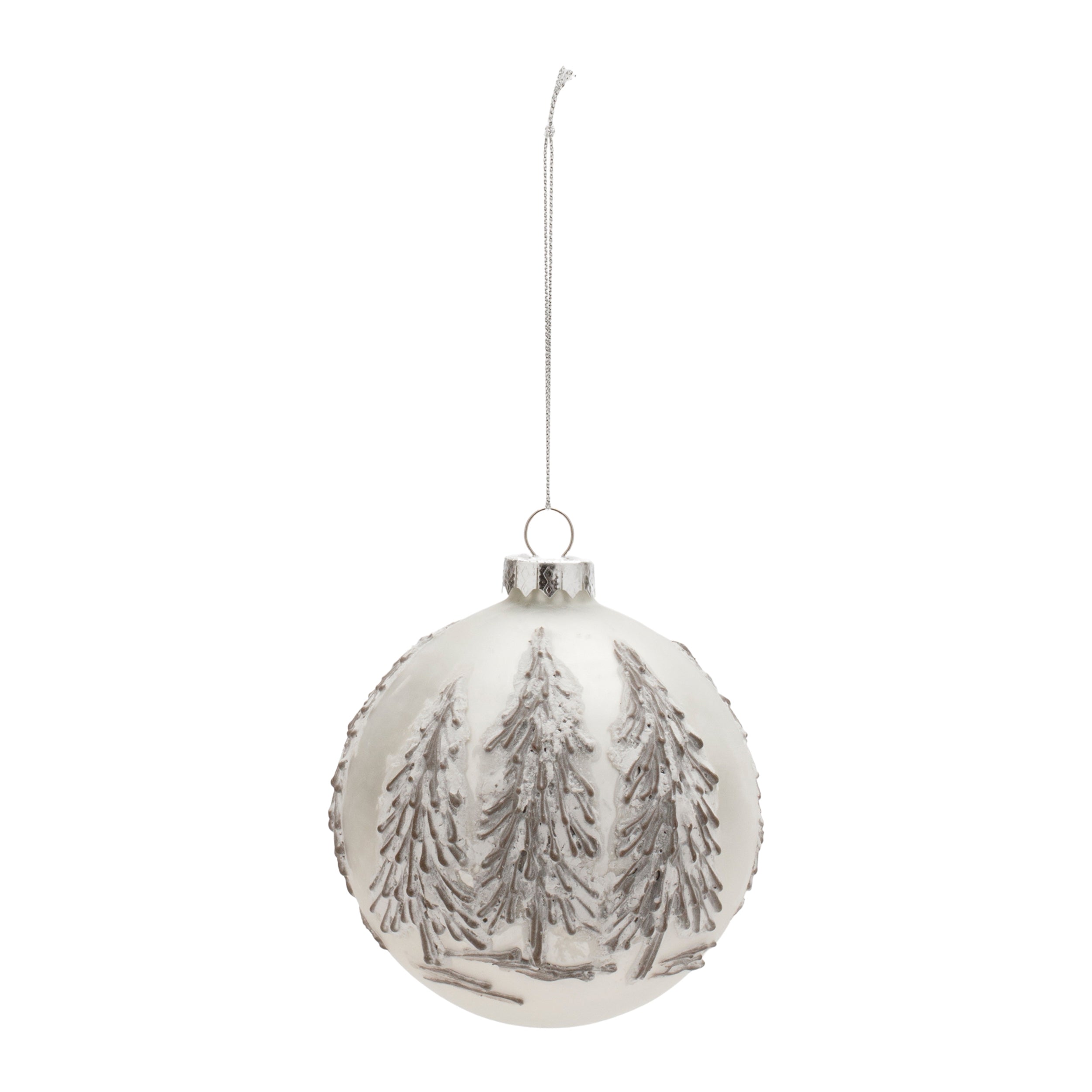 Frosted Pine Tree Ball Ornament (Set of 6)