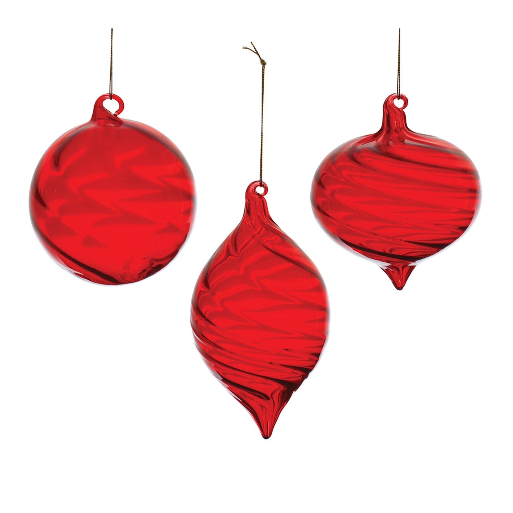 Red Swirl Glass Ornament (Set of 6)