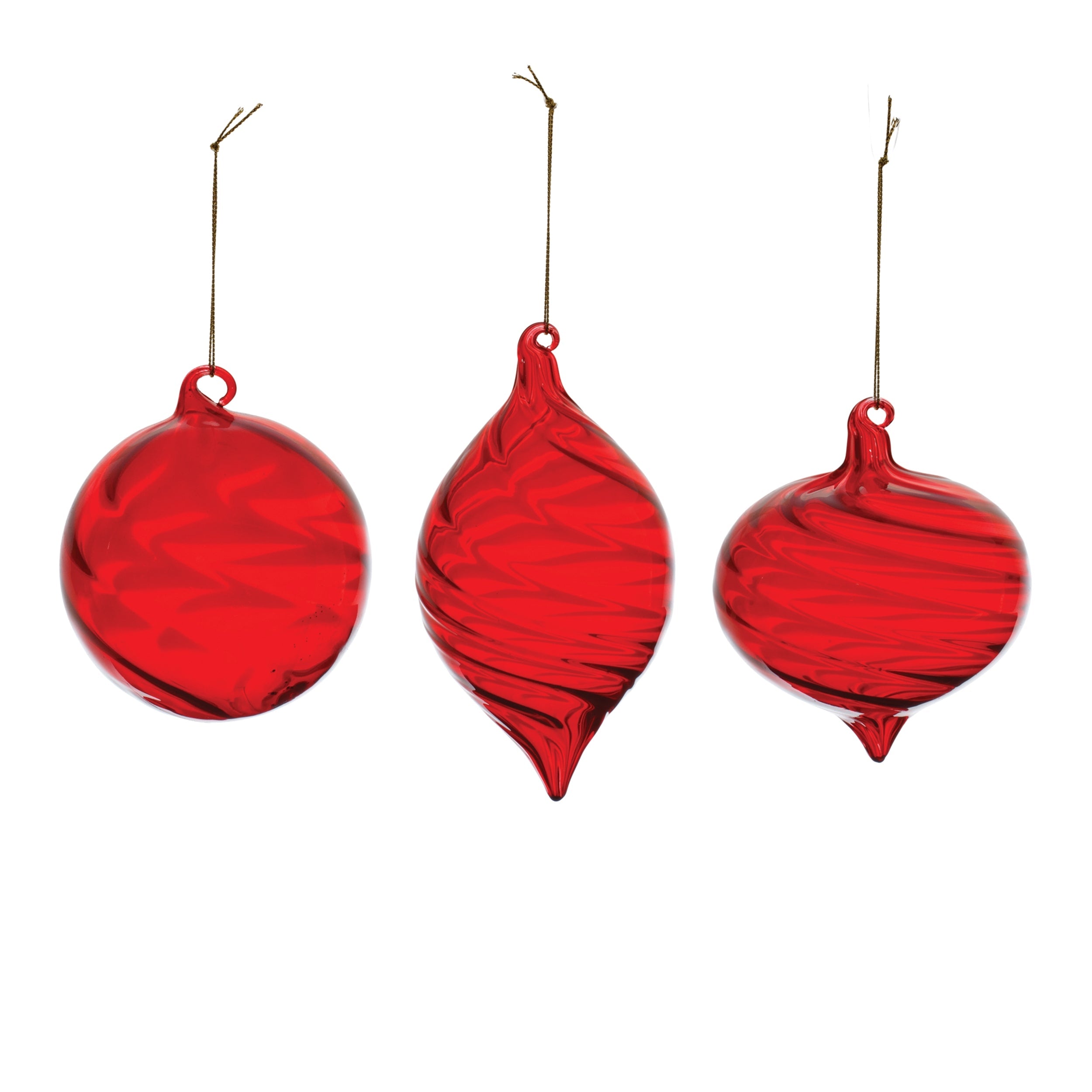 Red Swirl Glass Ornament (Set of 6)