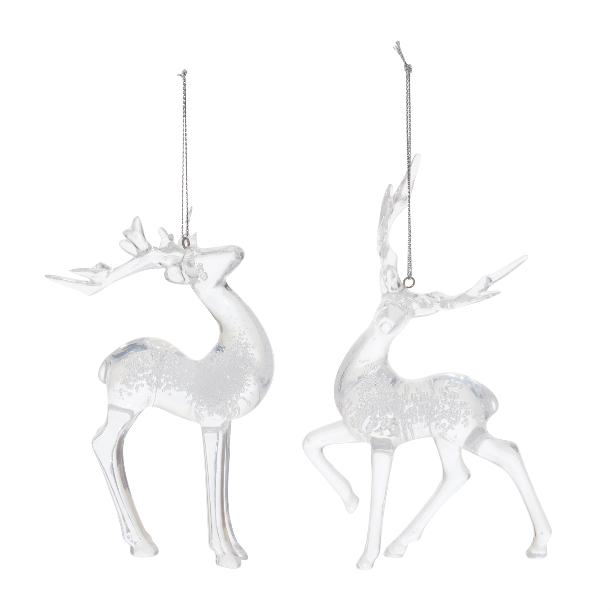 Clear Bubbled Deer Ornament (Set of 6)