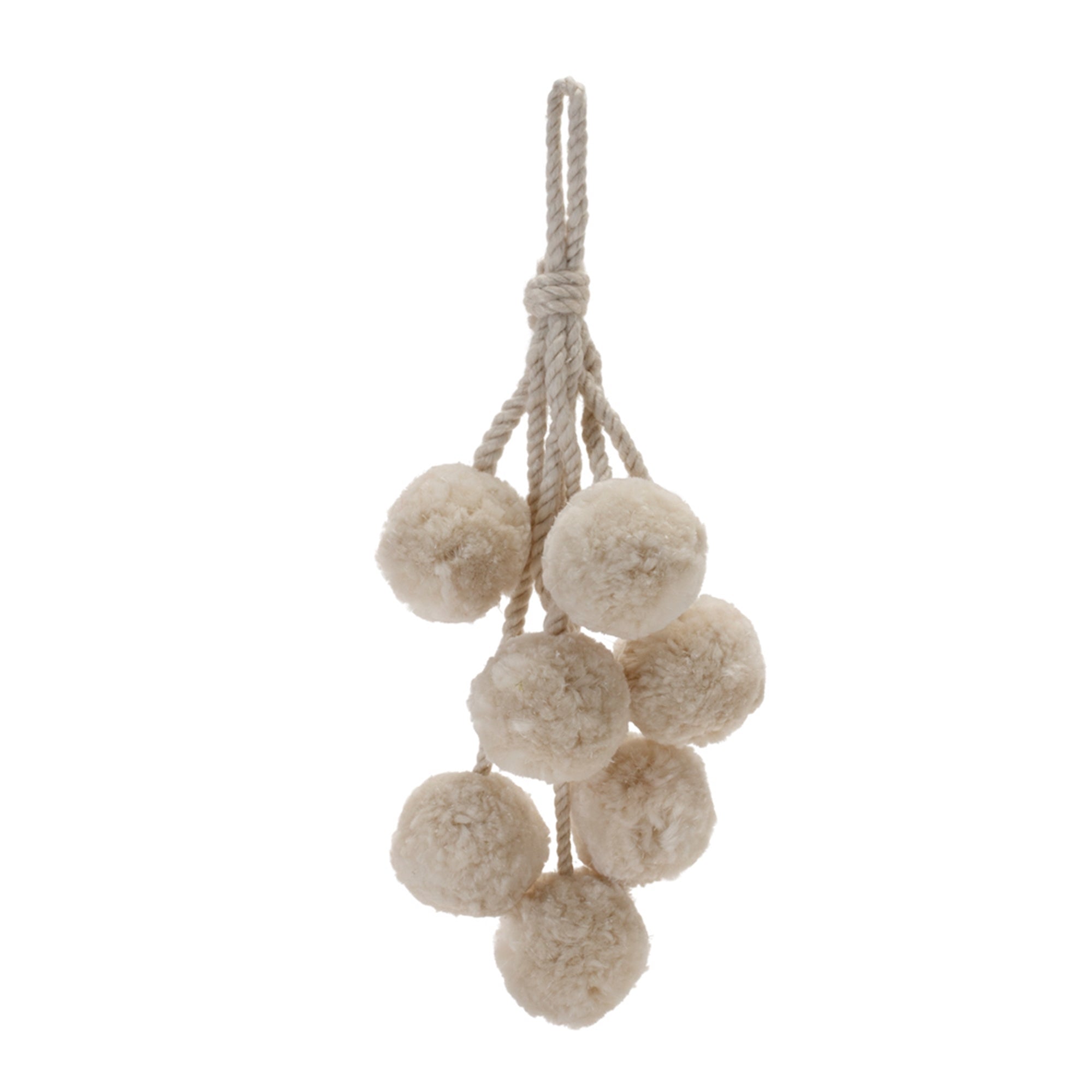 Beige Pom Pom Cluster Drop Ornament (Set of 4)