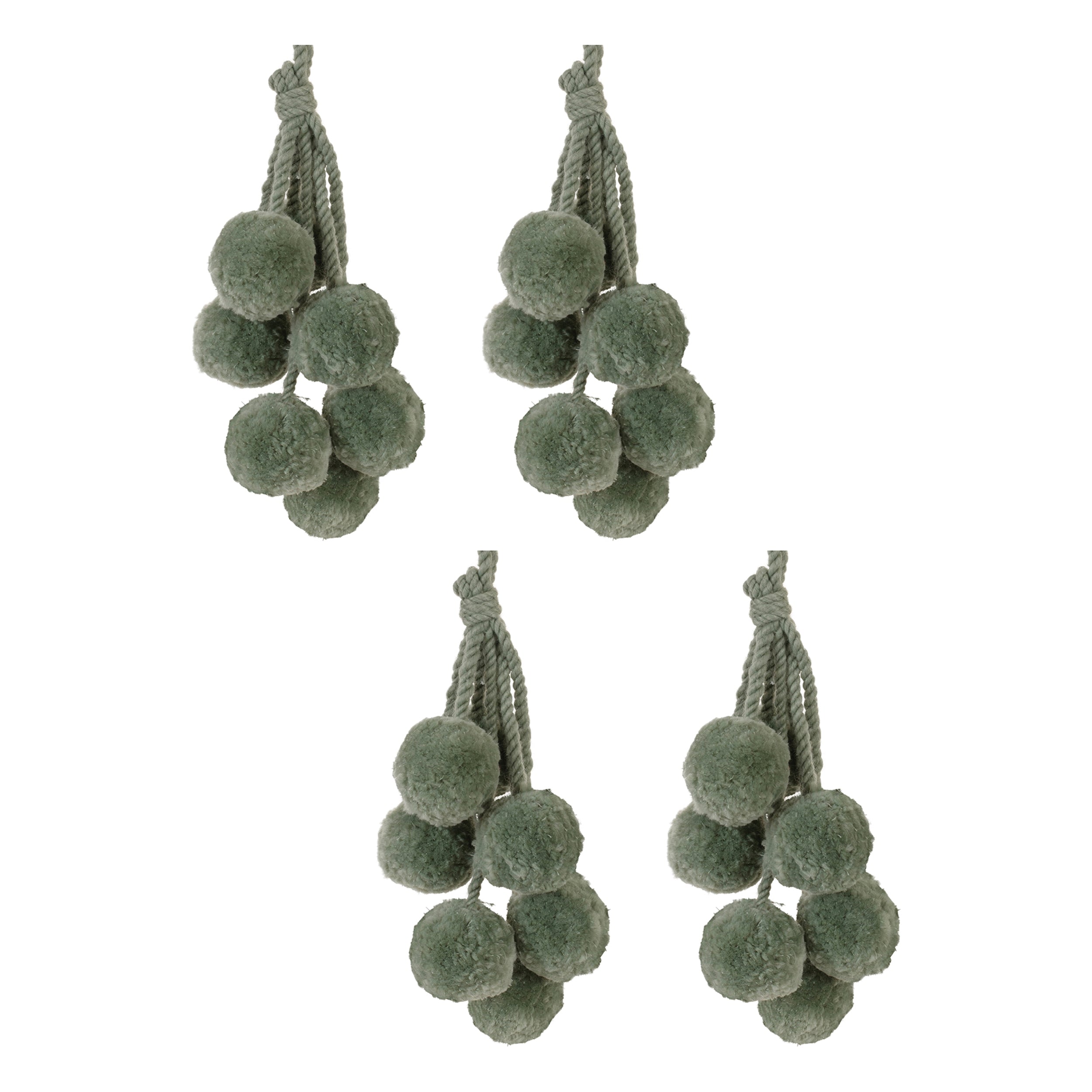 Sage Green Pom Pom Cluster Drop Ornament (Set of 4)