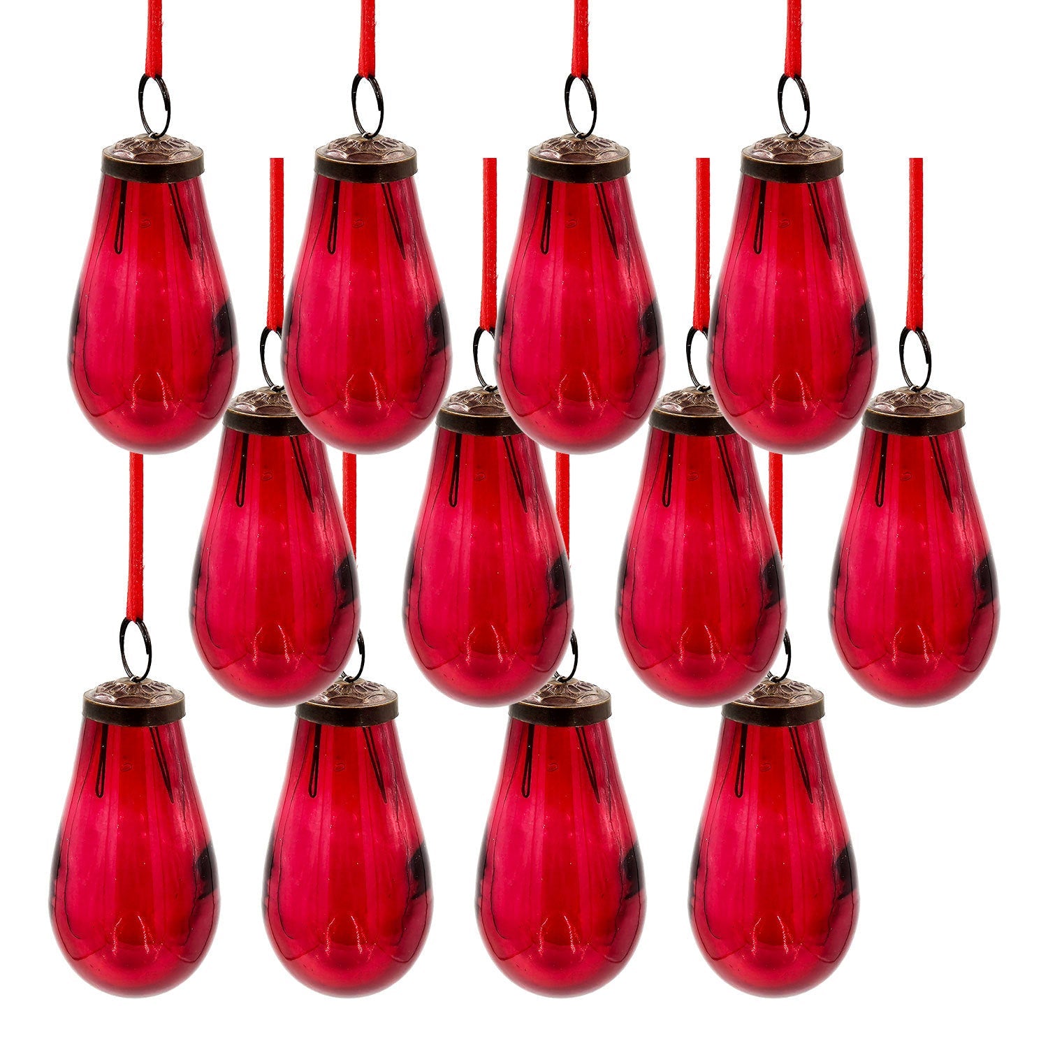 Luster Glass Tear Drop Ornament, Set of 12