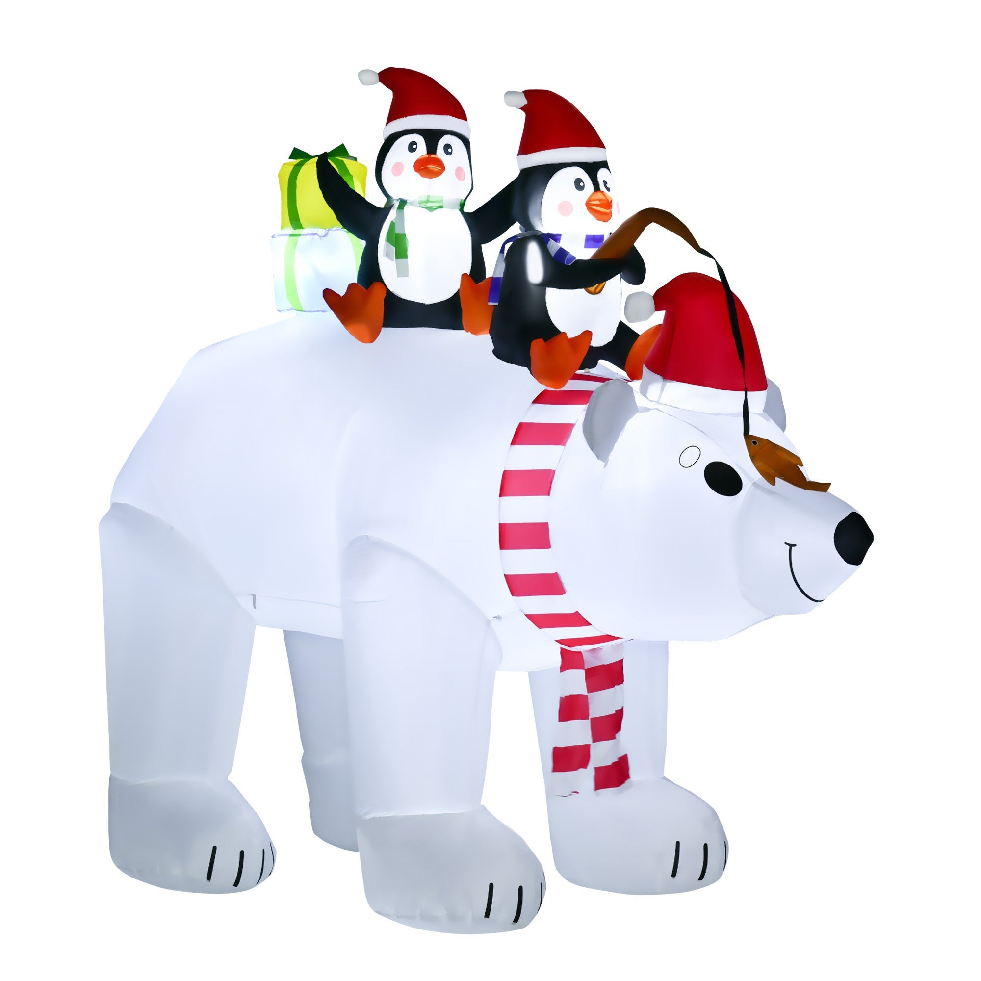 7 ft Polar Bear and Penguins  Inflatable, LED Lighted Outdoor Holiday Blow Up Yard Decoration