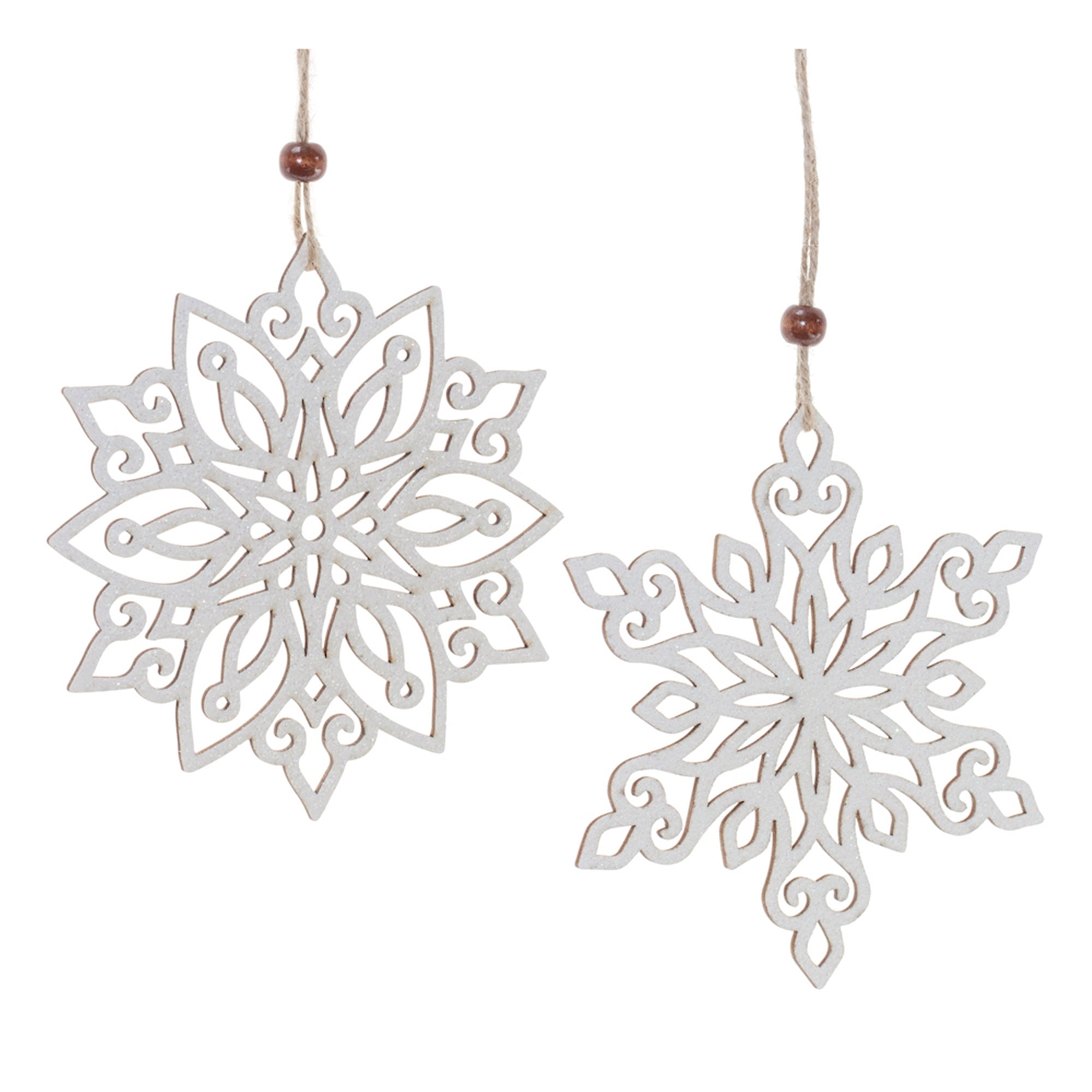 5" Wood Cut-Out Snowflake Ornament (Set of 12)