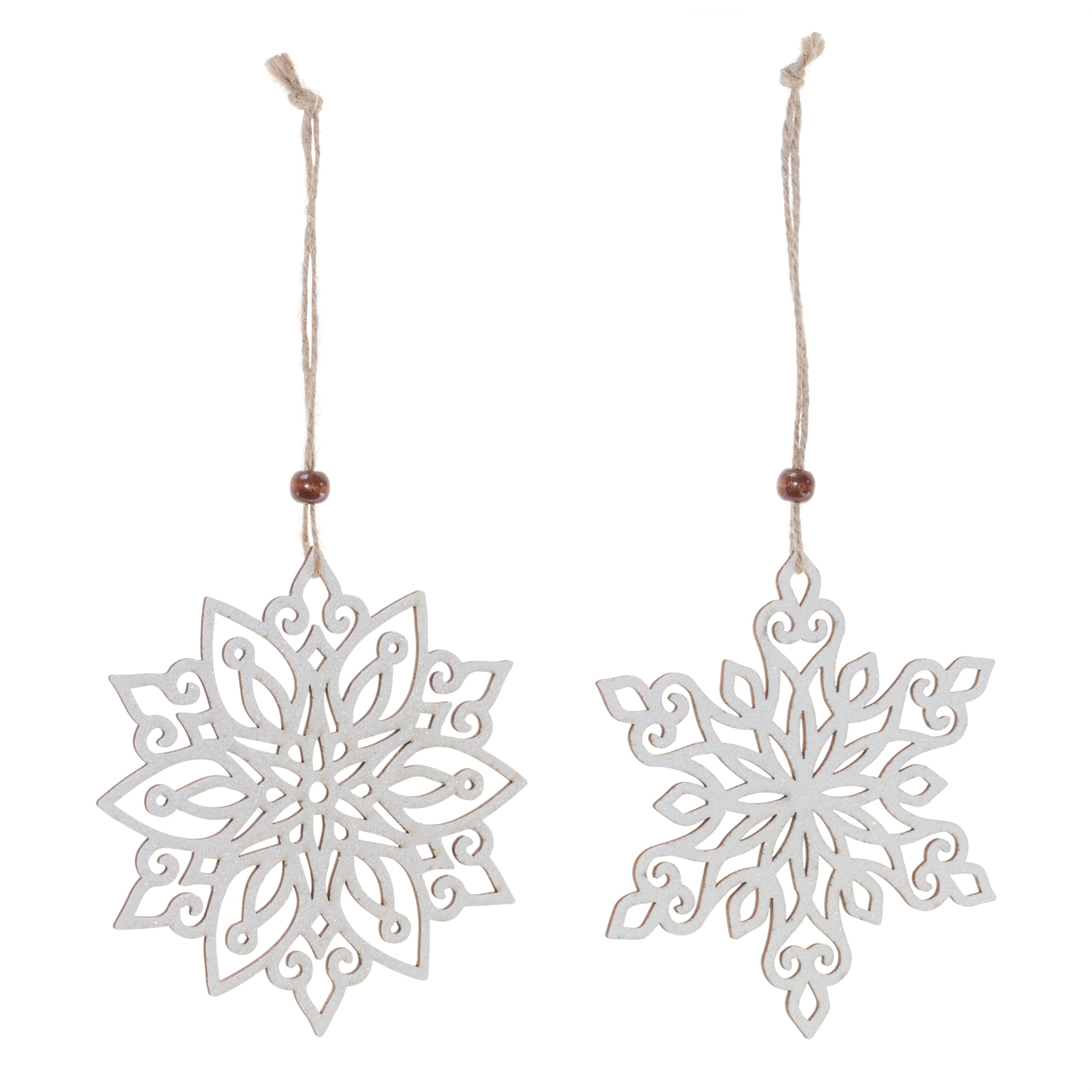 5" Wood Cut-Out Snowflake Ornament (Set of 12)