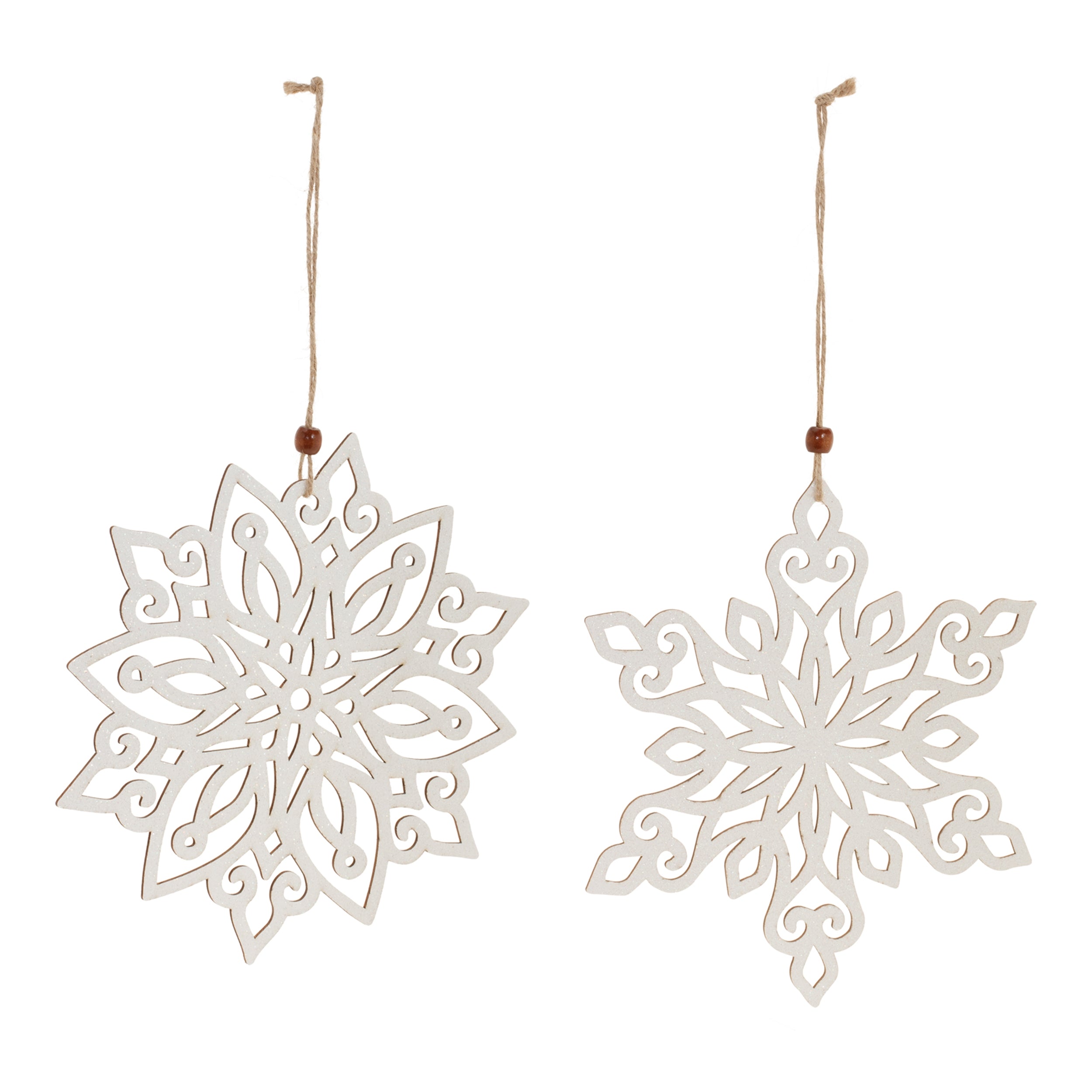 9.25" Wood Cut-Out Snowflake Ornament (Set of 12)