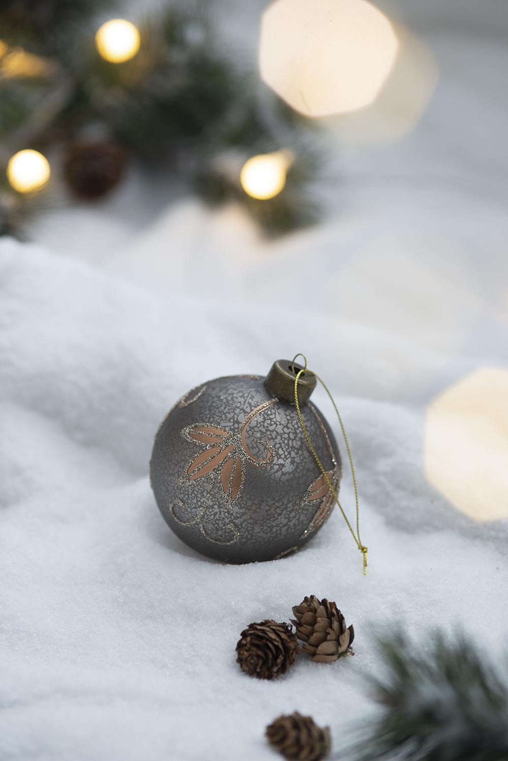 Silver with Gold Christmas Ball Ornaments,  Set of 12