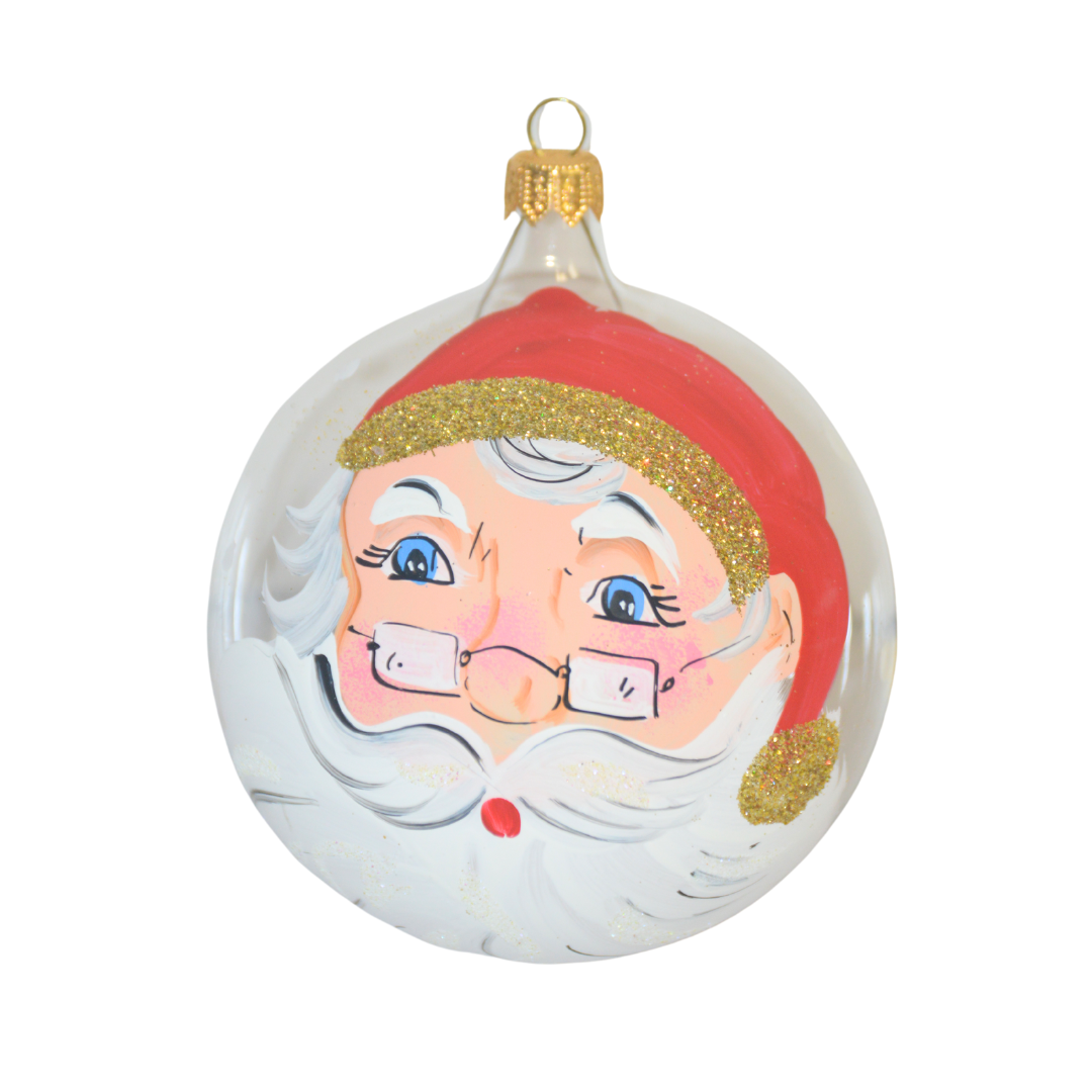 4" Hand Painted Italian Import Christmas Ornament-  Cheerful Holiday Santa