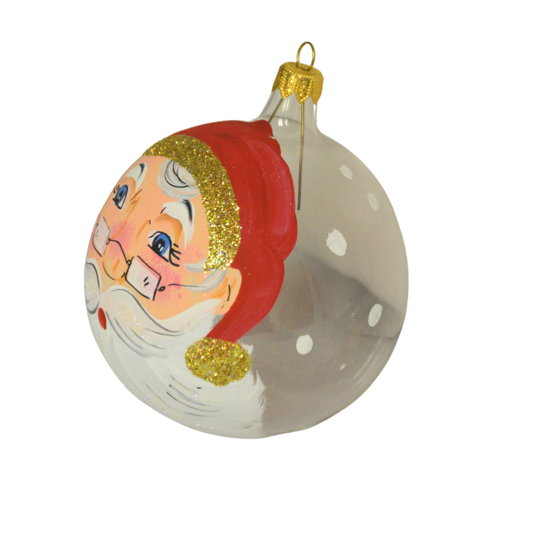 4" Hand Painted Italian Import Christmas Ornament-  Cheerful Holiday Santa