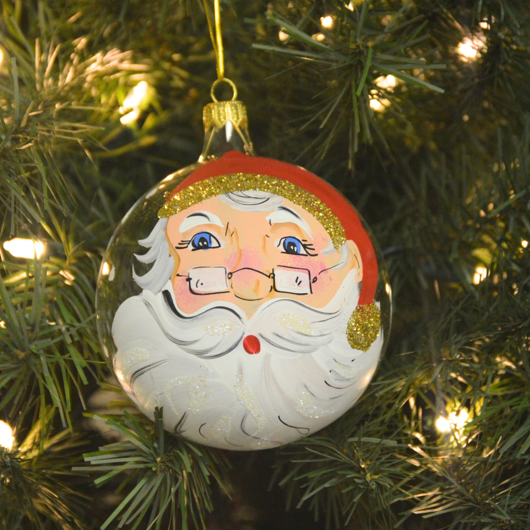 4" Hand Painted Italian Import Christmas Ornament-  Cheerful Holiday Santa