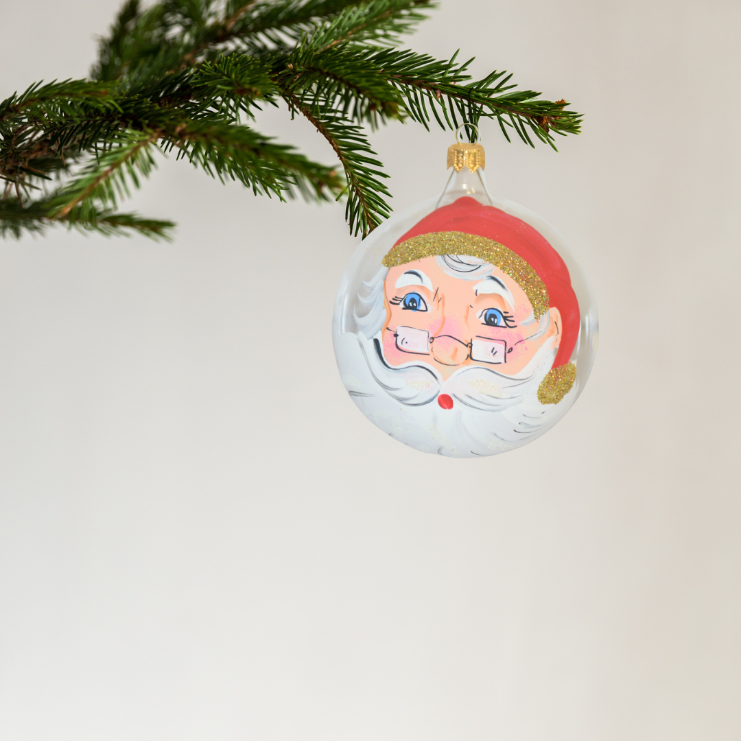 4" Hand Painted Italian Import Christmas Ornament-  Cheerful Holiday Santa