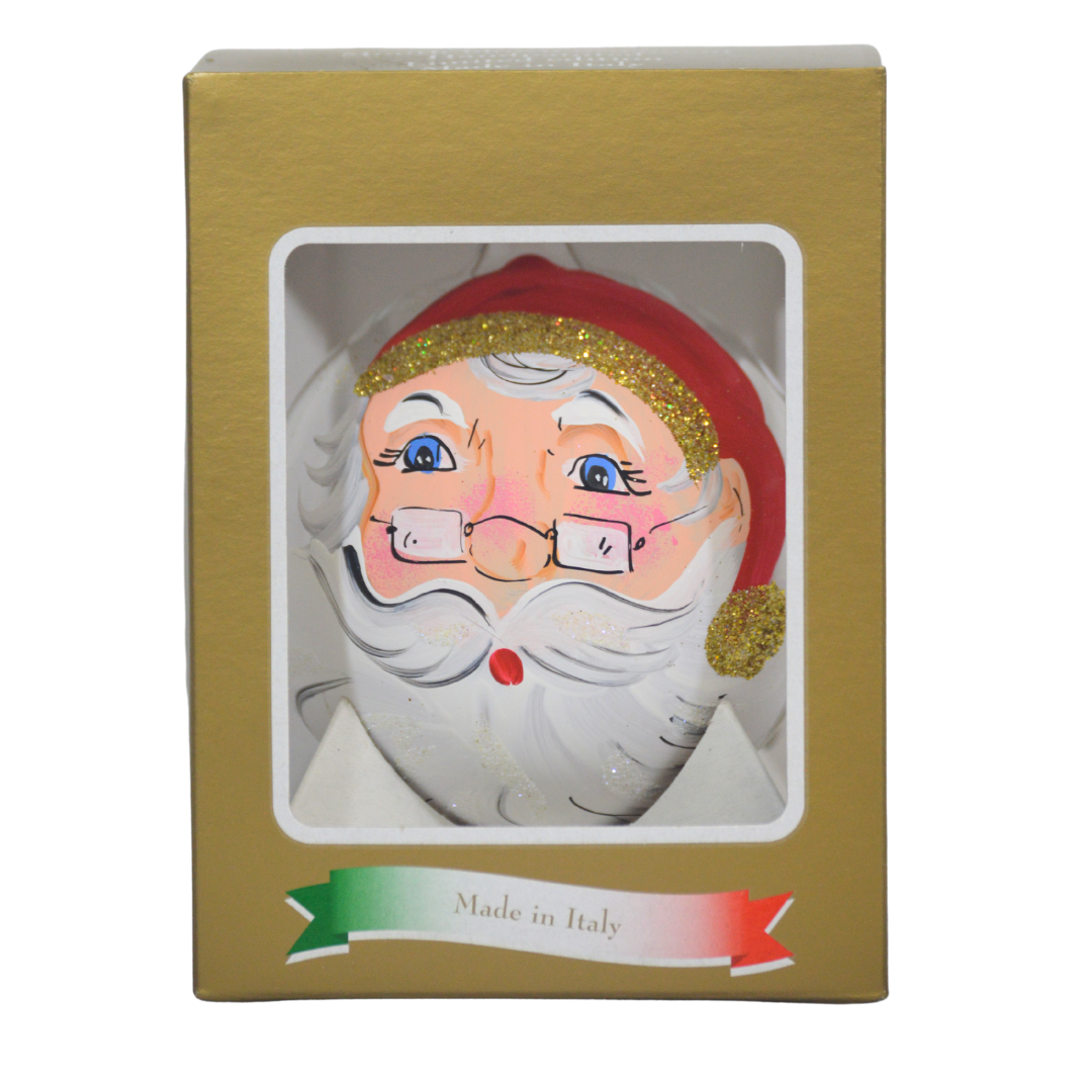 4" Hand Painted Italian Import Christmas Ornament-  Cheerful Holiday Santa