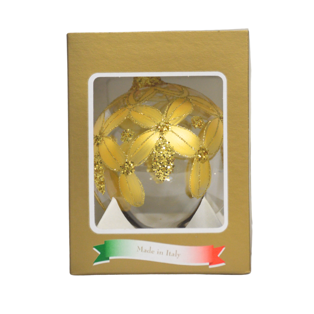 4" Hand Painted Italian Import Christmas Ornament- Golden Gilded  Décor