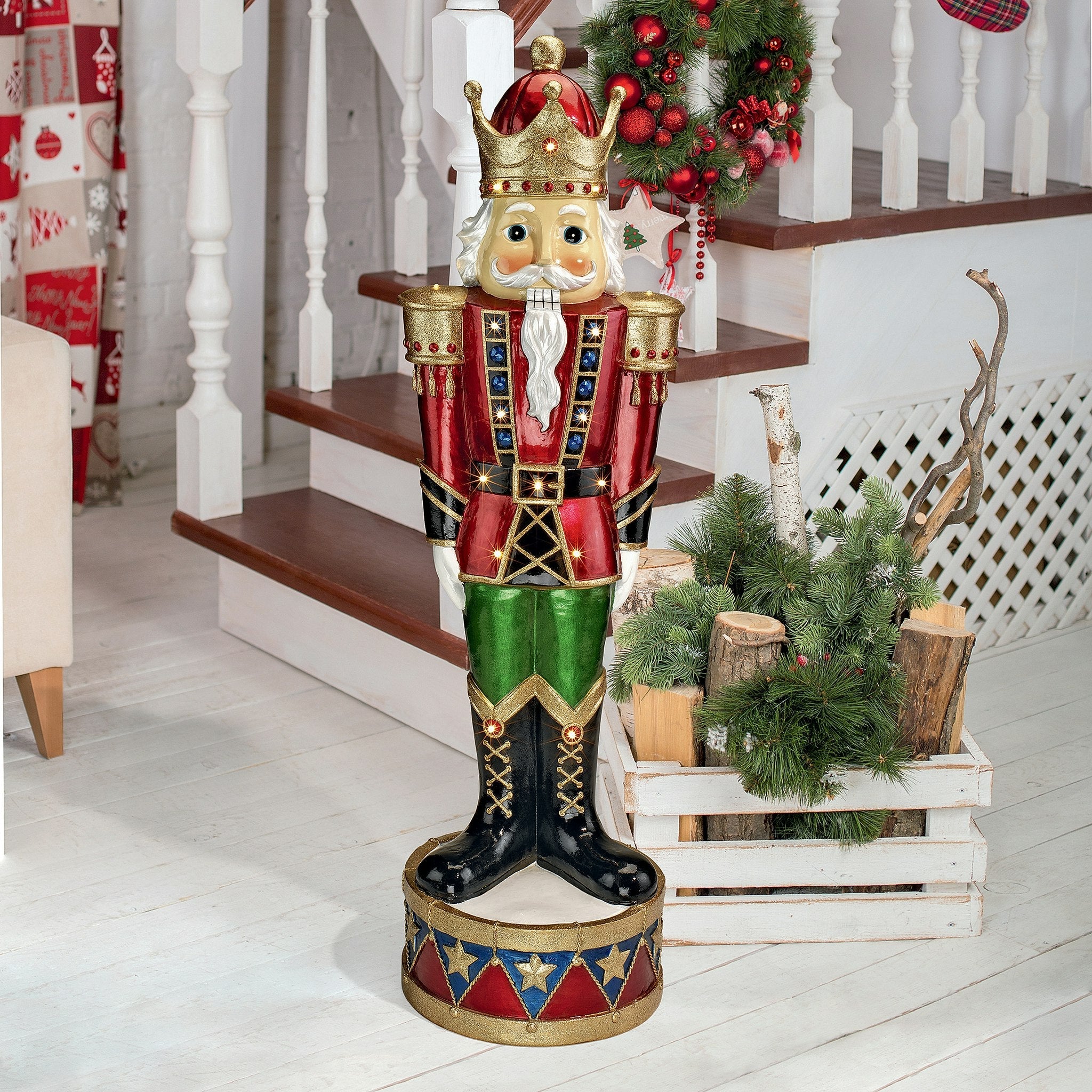 Illuminated Bavarian-Style Holiday Nutcracker Statue