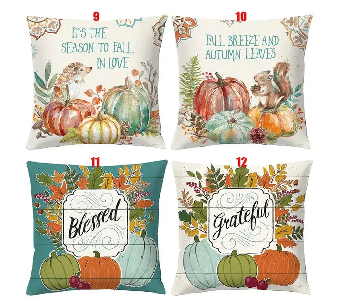 Halloween Pumpkin Linen Cushion Cover