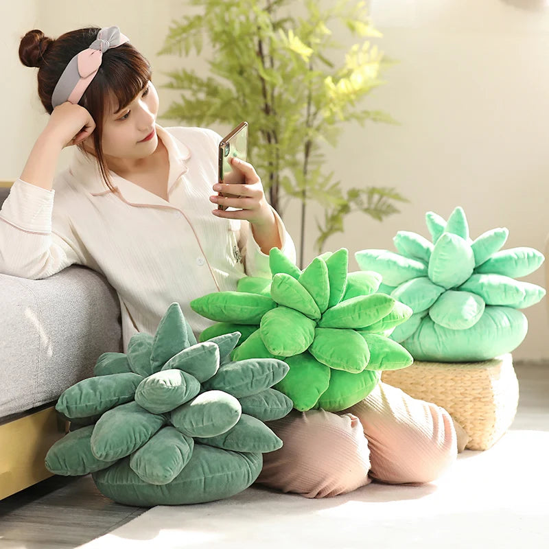 25/45cm Lifelike Succulent Plants Plush Toys Soft Doll Stuffed Green Potted Flowers Pillow Chair Cushion for Girls  Gift