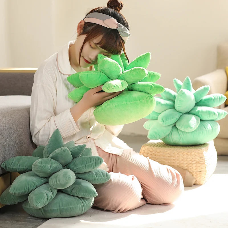 25/45cm Lifelike Succulent Plants Plush Toys Soft Doll Stuffed Green Potted Flowers Pillow Chair Cushion for Girls  Gift