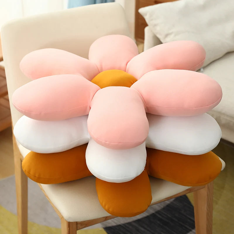 Nordic White 6 Petal Daisy Flower Pillow Room Bedside Sunflower Shape Cushion Girly Sweet Heart Cat Chair Seat Tulip Cushion