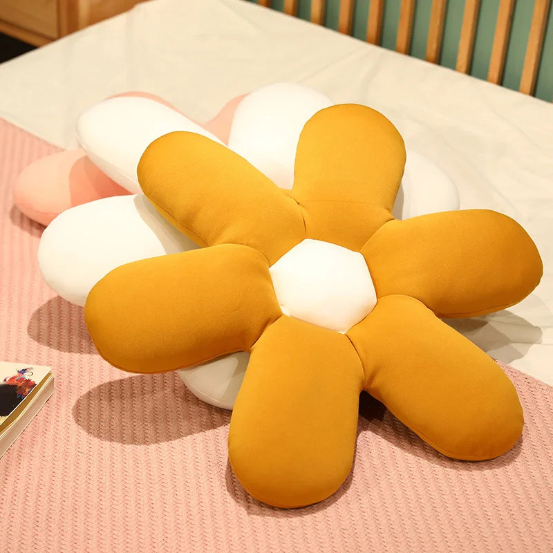 Nordic White 6 Petal Daisy Flower Pillow Room Bedside Sunflower Shape Cushion Girly Sweet Heart Cat Chair Seat Tulip Cushion