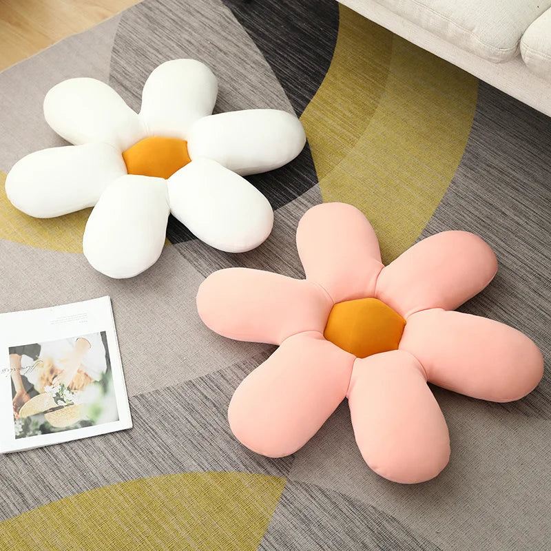 Nordic White 6 Petal Daisy Flower Pillow Room Bedside Sunflower Shape Cushion Girly Sweet Heart Cat Chair Seat Tulip Cushion