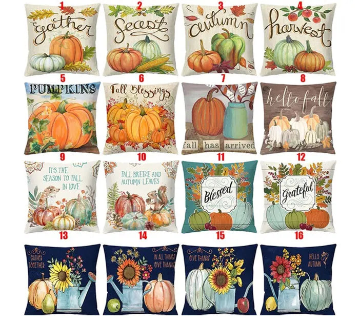 Halloween Pumpkin Linen Cushion Cover