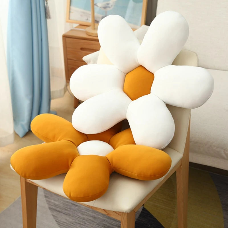 Nordic White 6 Petal Daisy Flower Pillow Room Bedside Sunflower Shape Cushion Girly Sweet Heart Cat Chair Seat Tulip Cushion