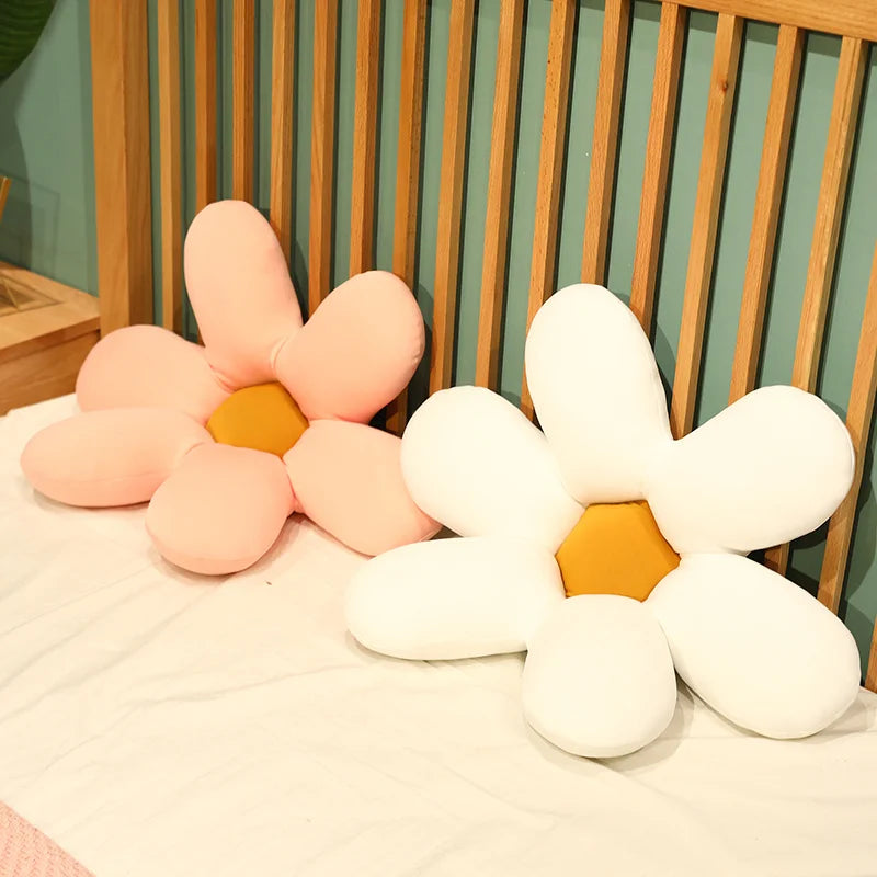 Nordic White 6 Petal Daisy Flower Pillow Room Bedside Sunflower Shape Cushion Girly Sweet Heart Cat Chair Seat Tulip Cushion