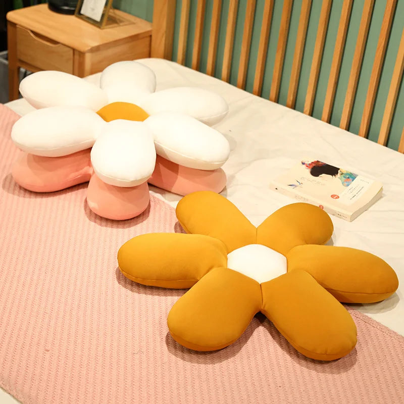 Nordic White 6 Petal Daisy Flower Pillow Room Bedside Sunflower Shape Cushion Girly Sweet Heart Cat Chair Seat Tulip Cushion