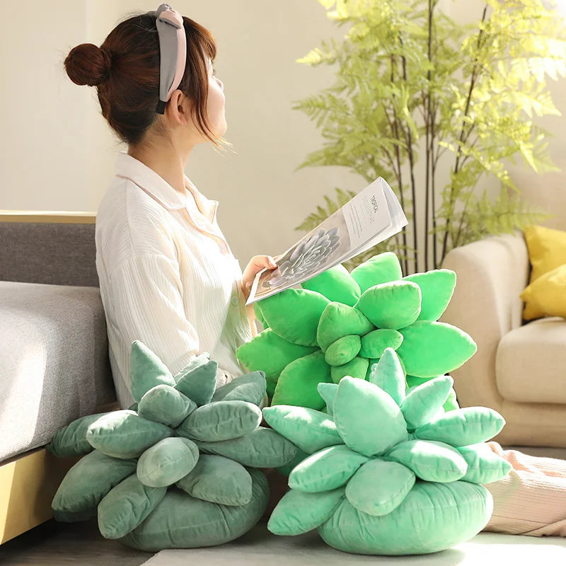 25/45cm Lifelike Succulent Plants Plush Toys Soft Doll Stuffed Green Potted Flowers Pillow Chair Cushion for Girls  Gift