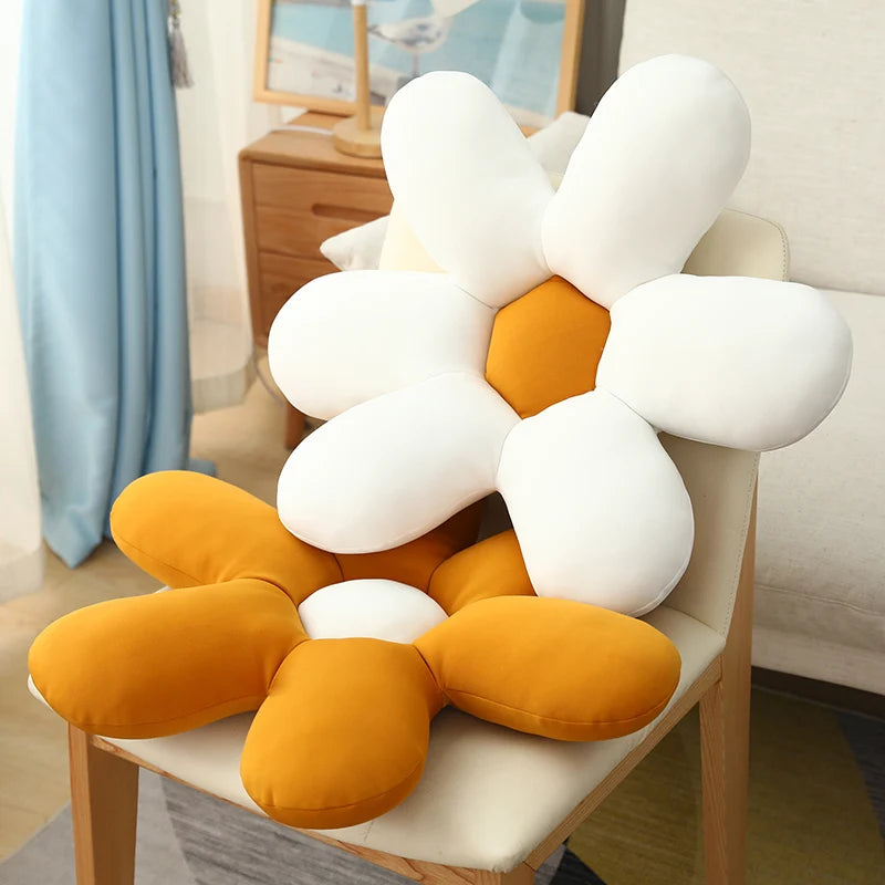 Nordic White 6 Petal Daisy Flower Pillow Room Bedside Sunflower Shape Cushion Girly Sweet Heart Cat Chair Seat Tulip Cushion