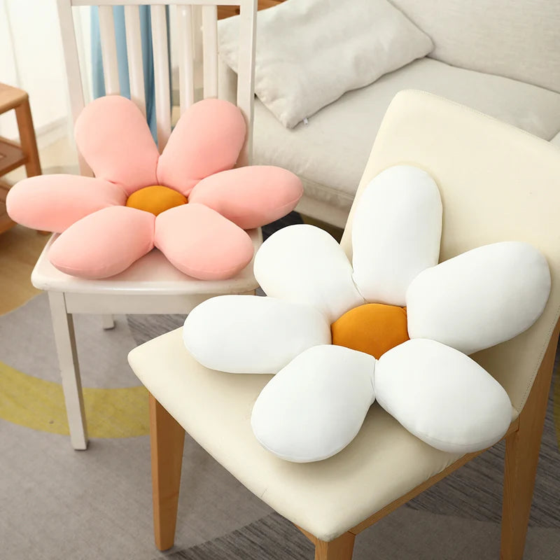 Nordic White 6 Petal Daisy Flower Pillow Room Bedside Sunflower Shape Cushion Girly Sweet Heart Cat Chair Seat Tulip Cushion