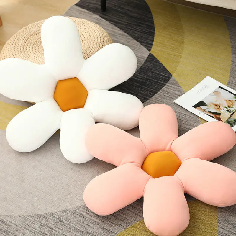 Nordic White 6 Petal Daisy Flower Pillow Room Bedside Sunflower Shape Cushion Girly Sweet Heart Cat Chair Seat Tulip Cushion