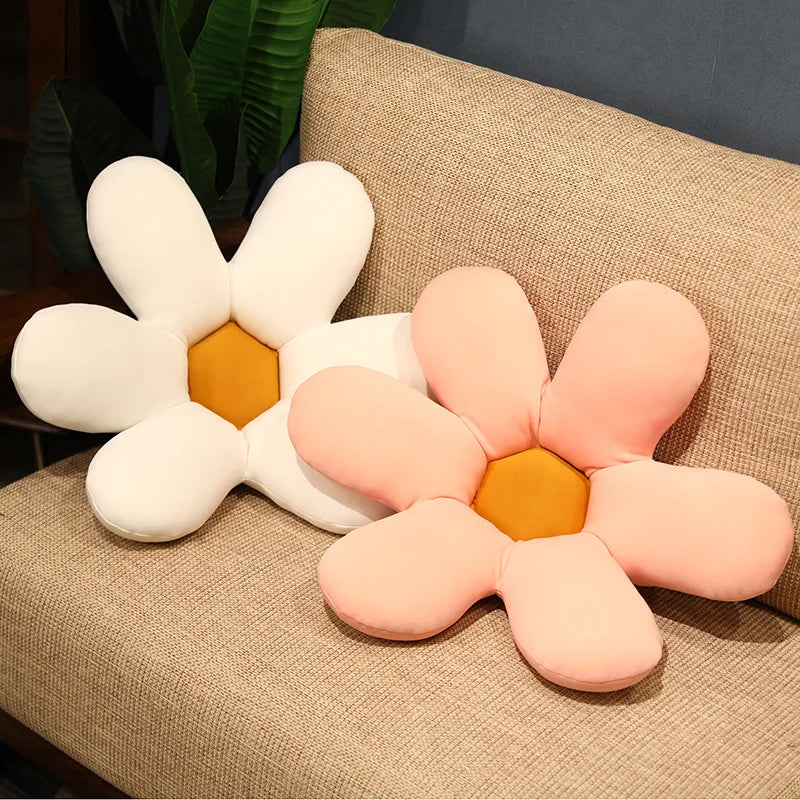 Nordic White 6 Petal Daisy Flower Pillow Room Bedside Sunflower Shape Cushion Girly Sweet Heart Cat Chair Seat Tulip Cushion