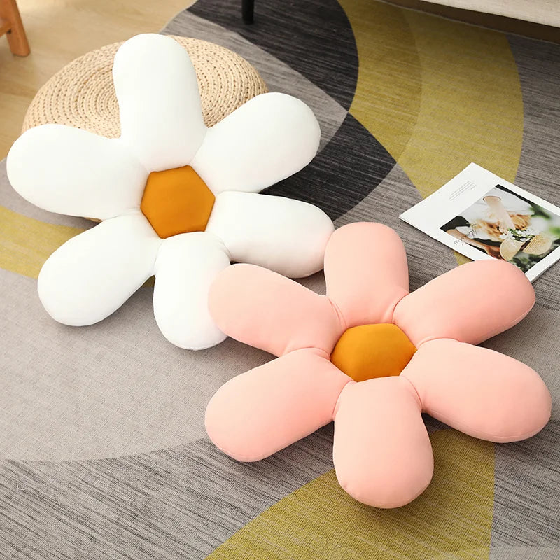 Nordic White 6 Petal Daisy Flower Pillow Room Bedside Sunflower Shape Cushion Girly Sweet Heart Cat Chair Seat Tulip Cushion