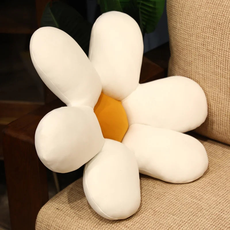 Nordic White 6 Petal Daisy Flower Pillow Room Bedside Sunflower Shape Cushion Girly Sweet Heart Cat Chair Seat Tulip Cushion