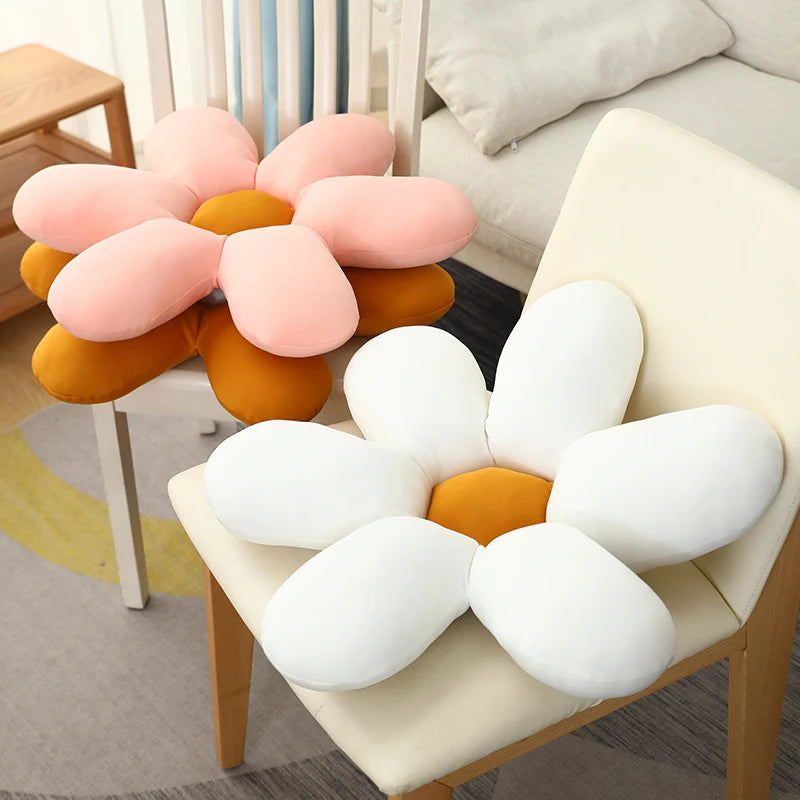 Nordic White 6 Petal Daisy Flower Pillow Room Bedside Sunflower Shape Cushion Girly Sweet Heart Cat Chair Seat Tulip Cushion