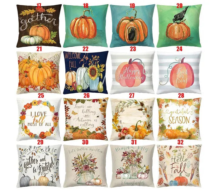 Halloween Pumpkin Linen Cushion Cover