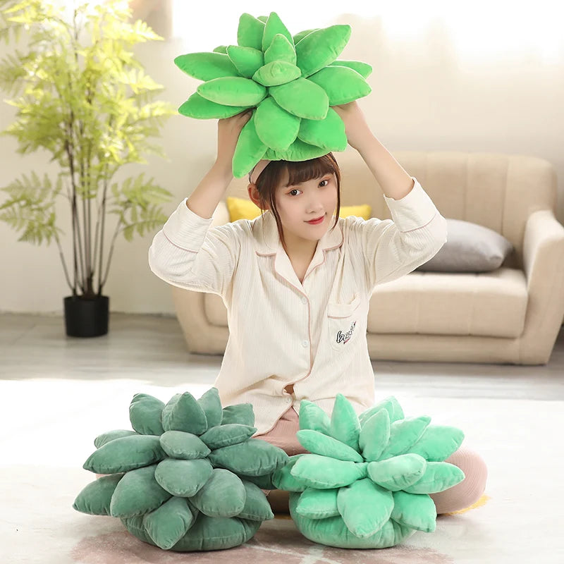 25/45cm Lifelike Succulent Plants Plush Toys Soft Doll Stuffed Green Potted Flowers Pillow Chair Cushion for Girls  Gift