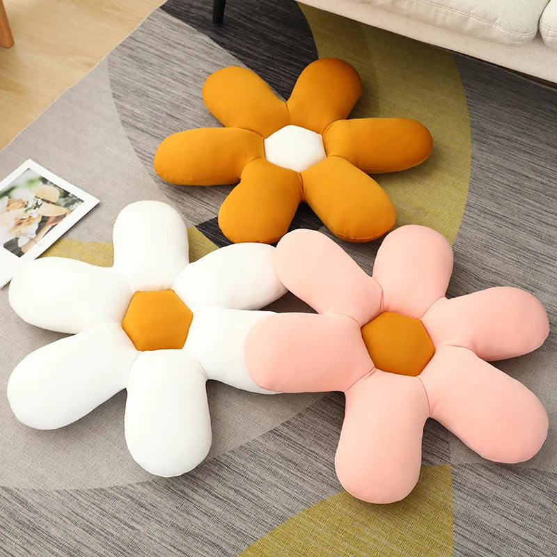 Nordic White 6 Petal Daisy Flower Pillow Room Bedside Sunflower Shape Cushion Girly Sweet Heart Cat Chair Seat Tulip Cushion