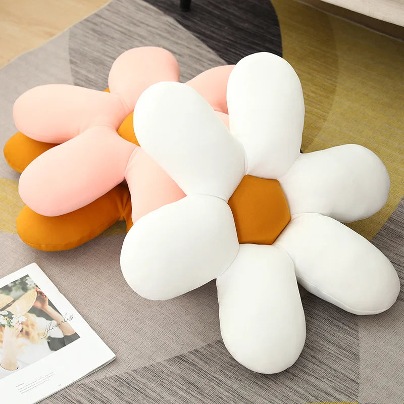 Nordic White 6 Petal Daisy Flower Pillow Room Bedside Sunflower Shape Cushion Girly Sweet Heart Cat Chair Seat Tulip Cushion