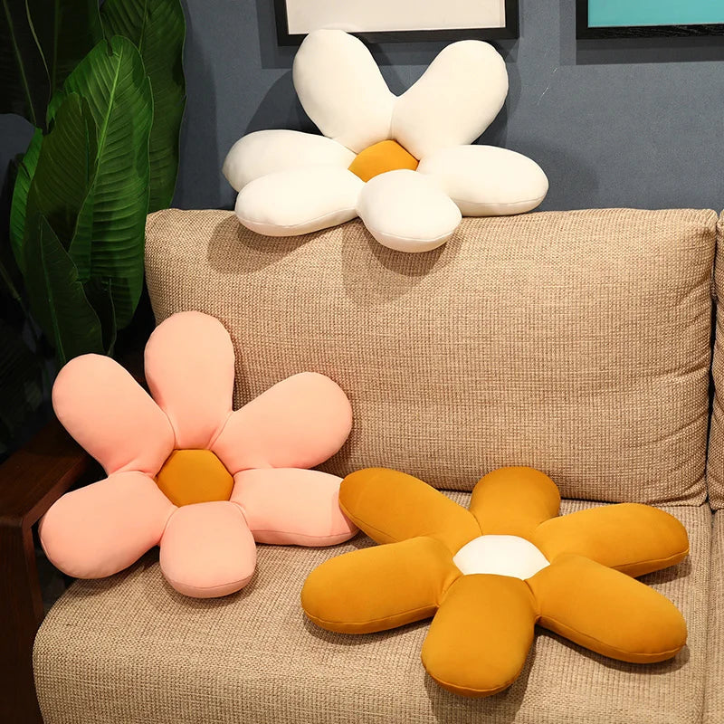 Nordic White 6 Petal Daisy Flower Pillow Room Bedside Sunflower Shape Cushion Girly Sweet Heart Cat Chair Seat Tulip Cushion