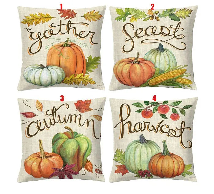 Halloween Pumpkin Linen Cushion Cover