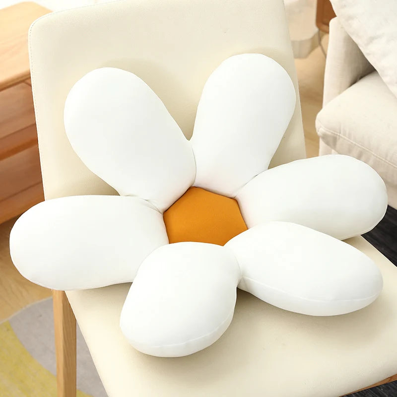 Nordic White 6 Petal Daisy Flower Pillow Room Bedside Sunflower Shape Cushion Girly Sweet Heart Cat Chair Seat Tulip Cushion