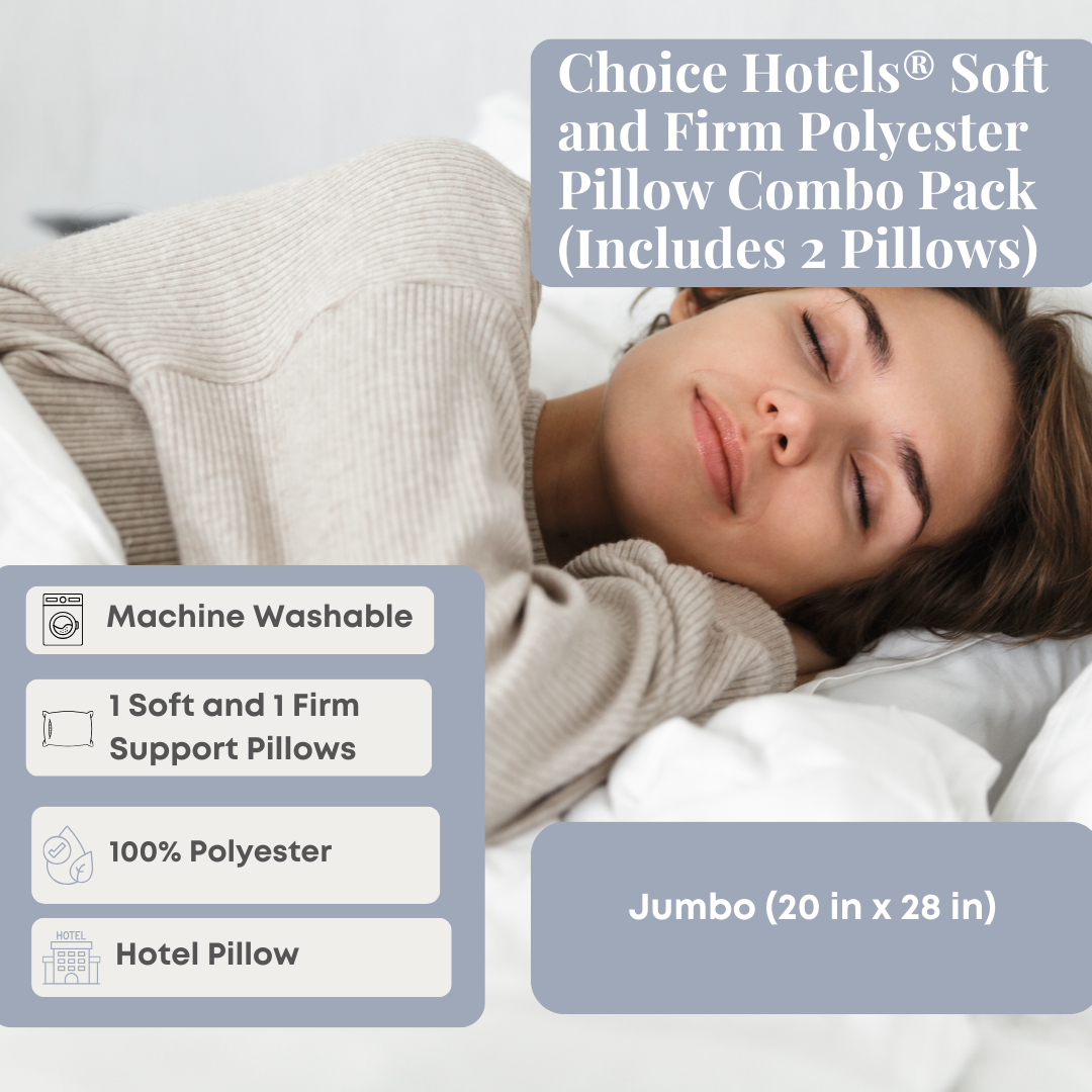 Choice Hotels<sup>®</sup> Soft and Firm Polyester Pillow Combo Pack (Includes 2 Pillows)