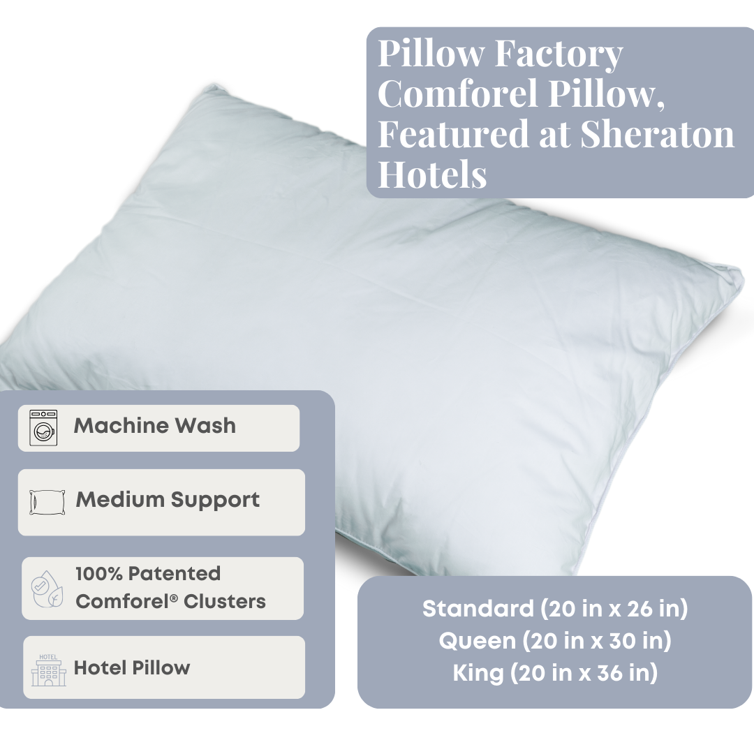 Pillow Factory Comforel Pillow, Featured at Sheraton Hotels