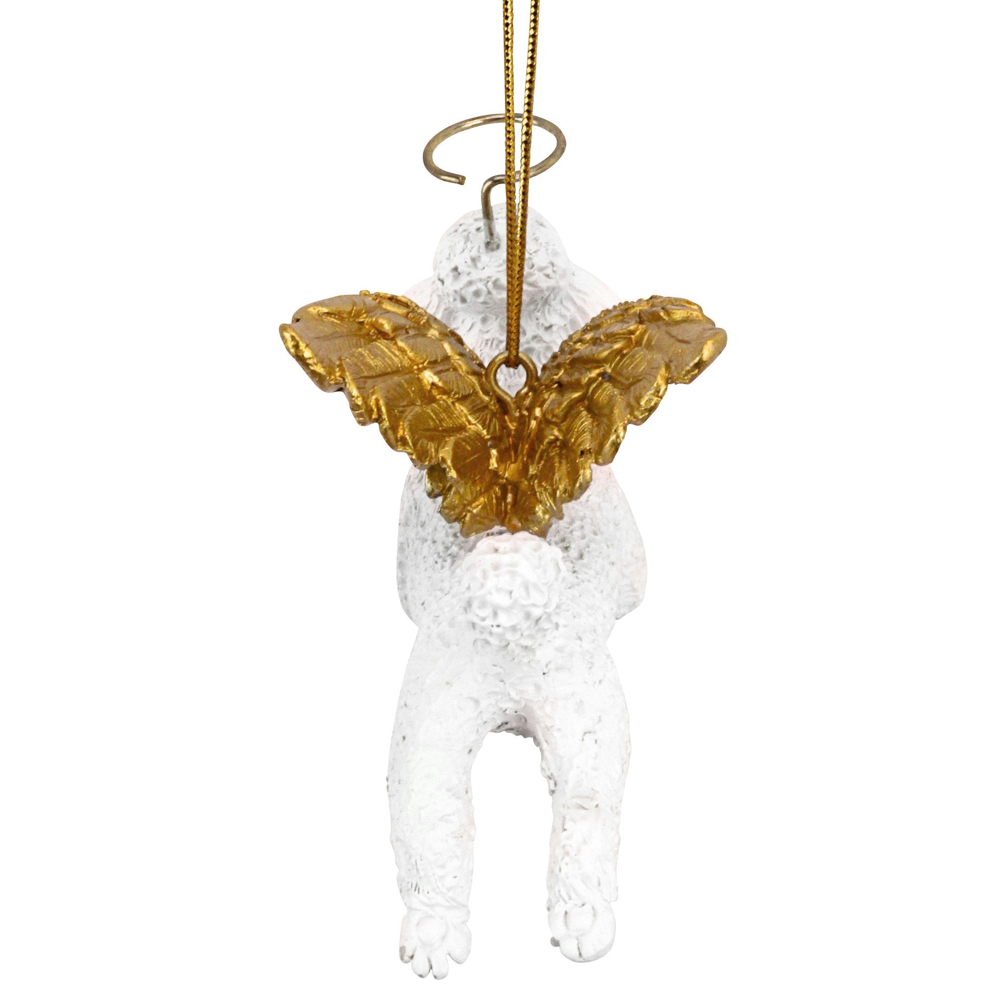 Honor the Pooch: White Poodle Holiday Dog Angel Ornament