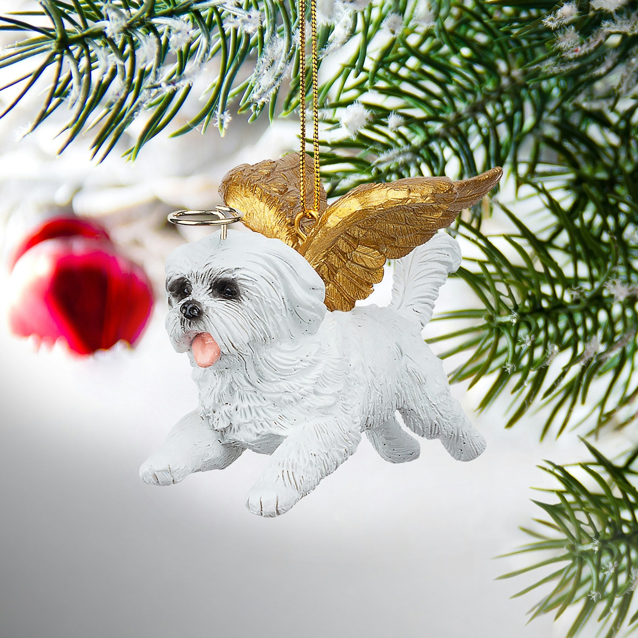 Honor the Pooch: Maltese Holiday Dog Angel Ornament